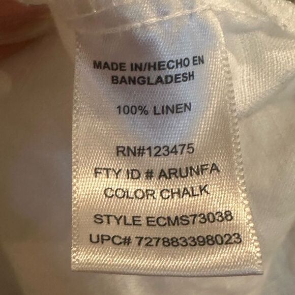 Ellen Tracy Company lace up front Chalk White Linen tunic SHIRT - Picture 9 of 12